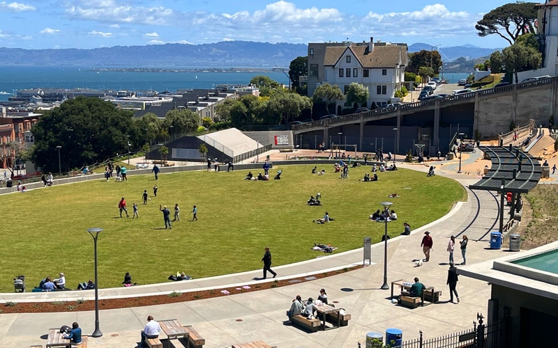 View Of The Oval Lawn With A View Of The Bay