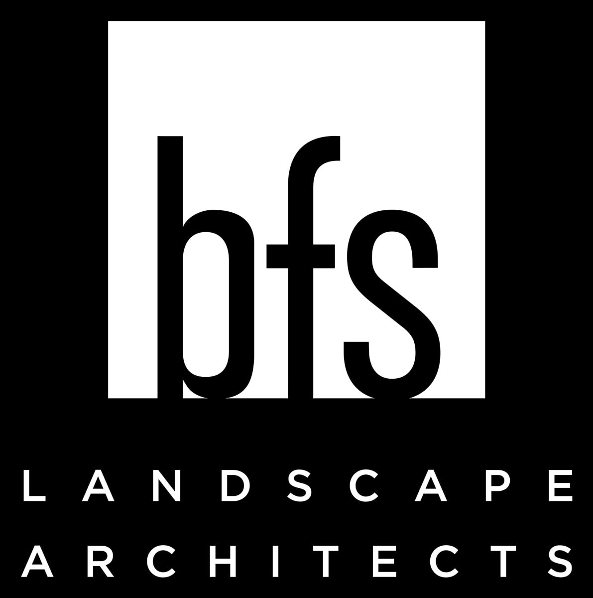 Bfs Landscape Architects Square Lockup Monotone White Dark Bg