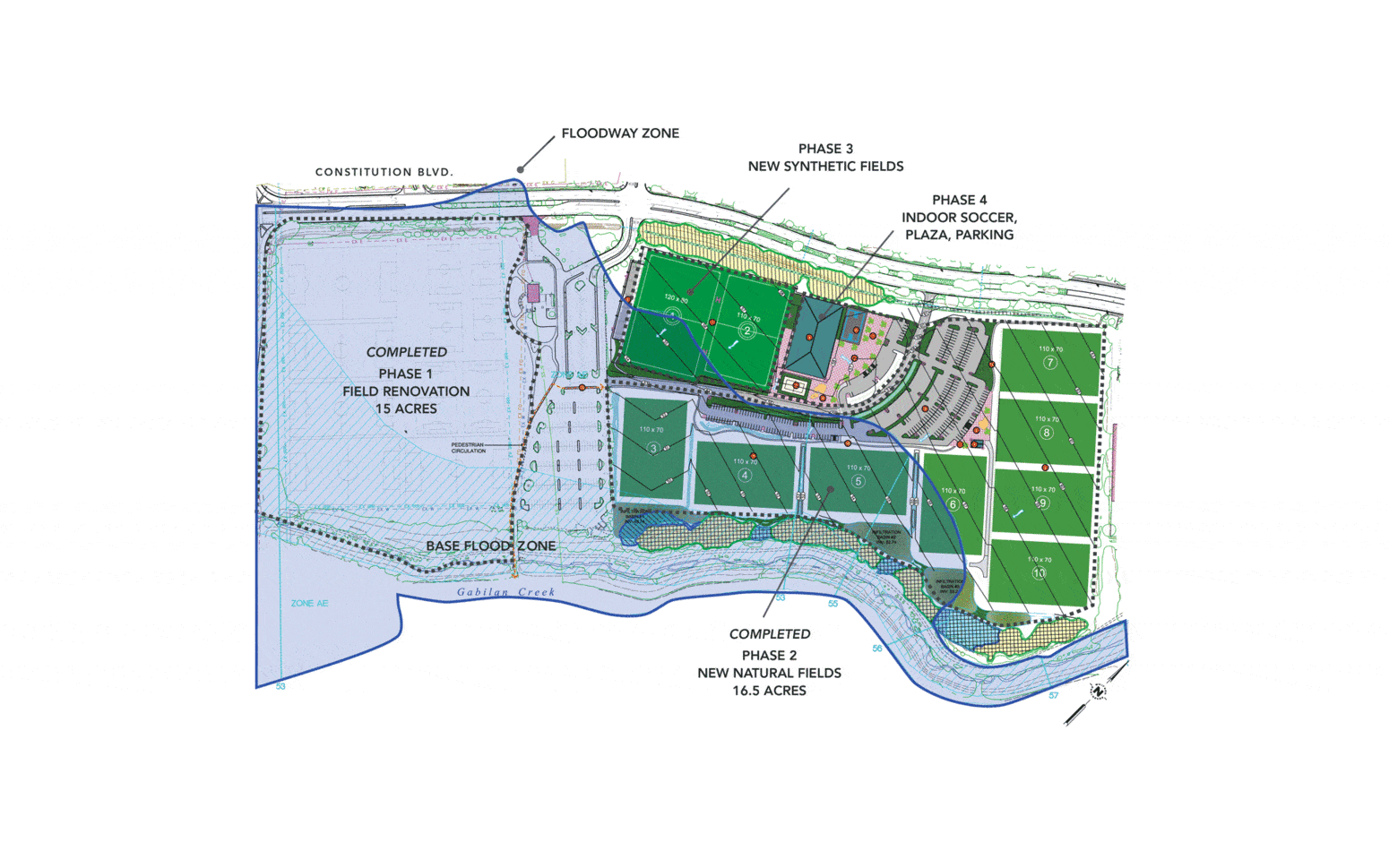Salinas Regional Soccer Complex Phased Site Plan graphic